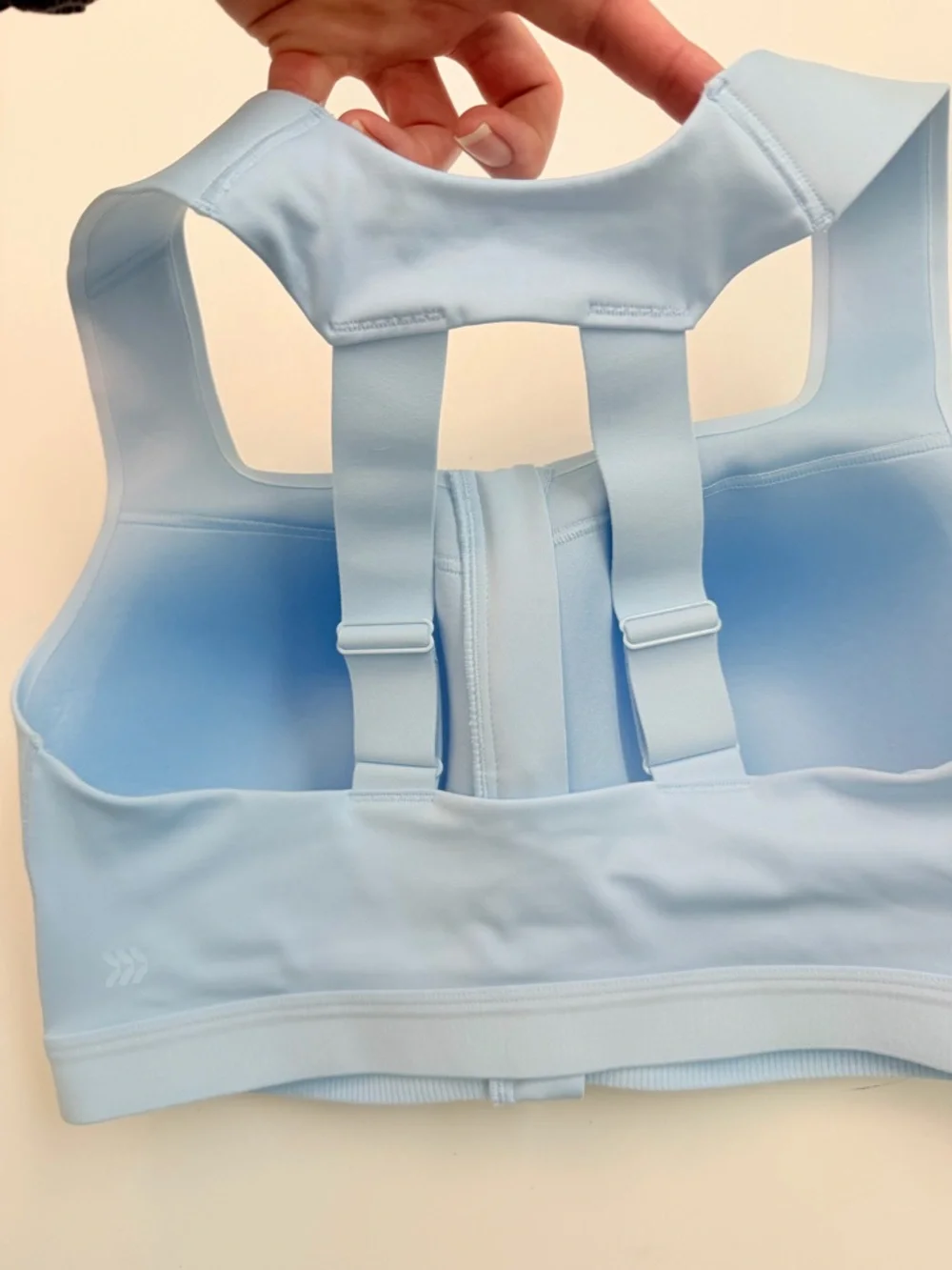 All In Motion Sports Bra High Support Impact Front Closure Zip Light Baby Blue
